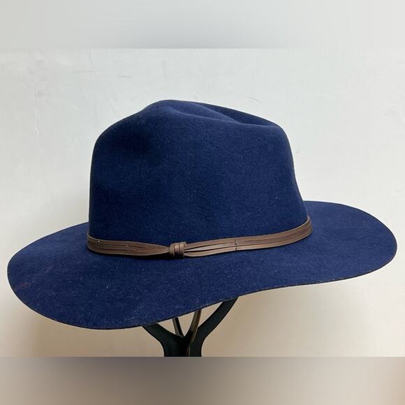Men's Goorin Bros Billy Blue Wide Brim Wool Fedora Hat Made In USA - Picture 5 of 10